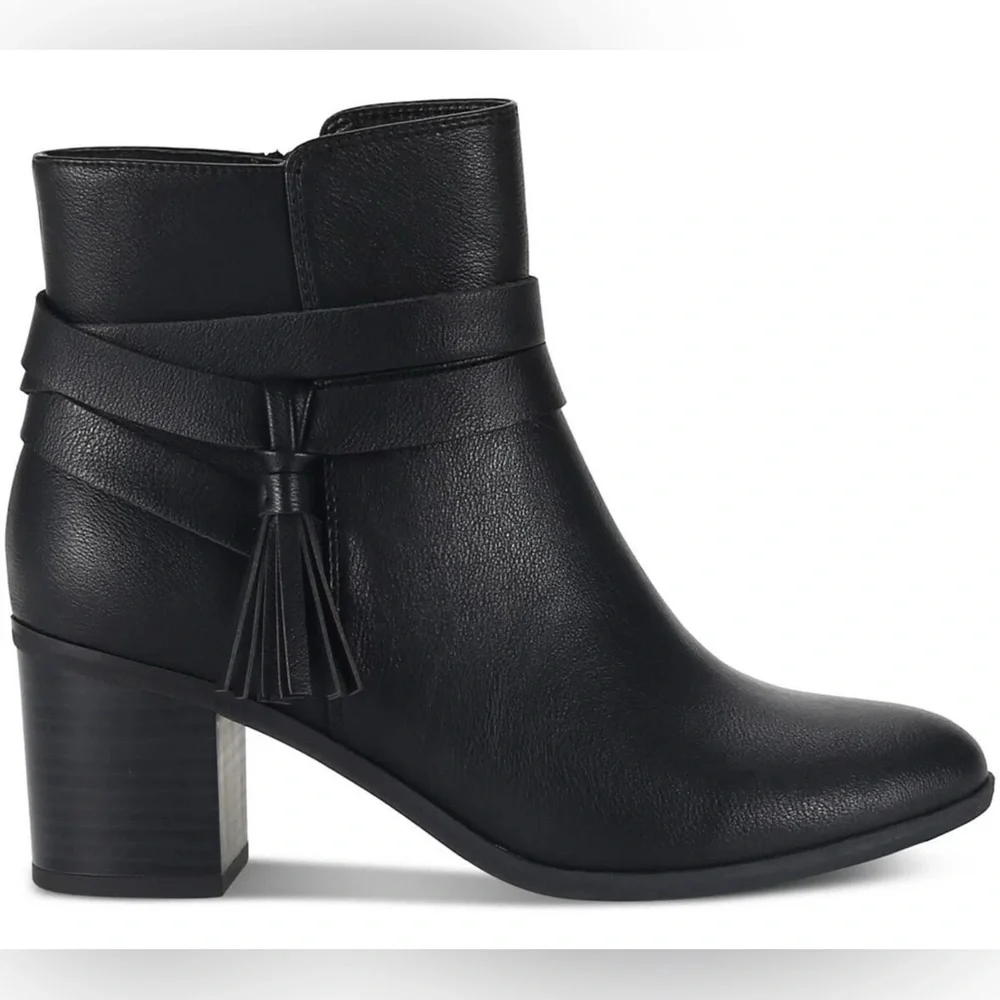 Style & Co. Black Leather Tassel Ankle Boots